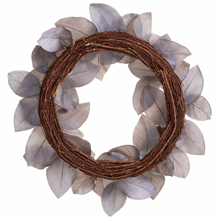 24" Artificial Magnolia Leaf Wreath -Gray - XDW190-GY