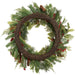 28" Amaryllis Flower, Berry, Pinecone & Pine Artificial Wreath -Red/Green - XDW194-RE/GR