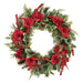 28" Amaryllis Flower, Berry, Pinecone & Pine Artificial Wreath -Red/Green - XDW194-RE/GR
