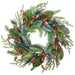 22" Artificial Magnolia Leaf, Pine, Pinecone & Berry Wreath -Green/Red (Pack of 10) - XDW247-GR/RE