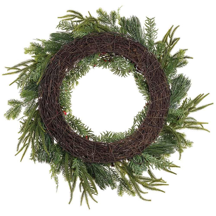 32" Artificial Berry, Pinecone & Mixed Pine Wreath -Green/Red (Pack of 2) - XDW279-GR/RE
