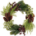 22" Artificial Sedum, Pinecone & Pine Wreath -Green/Brown (Pack of 2) - XDW280-GR/BR