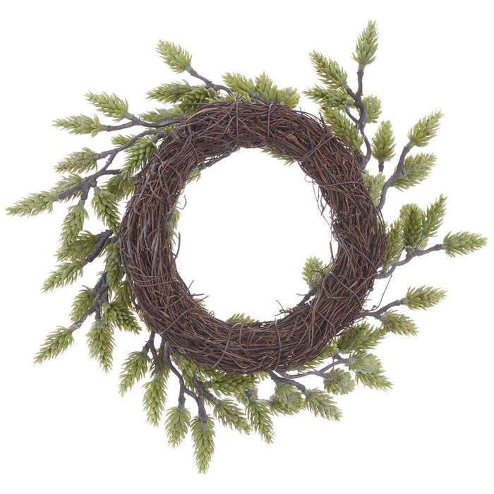 12" Artificial Plastic Pinecone Wreath -Green (Pack of 6) - XDW287-GR