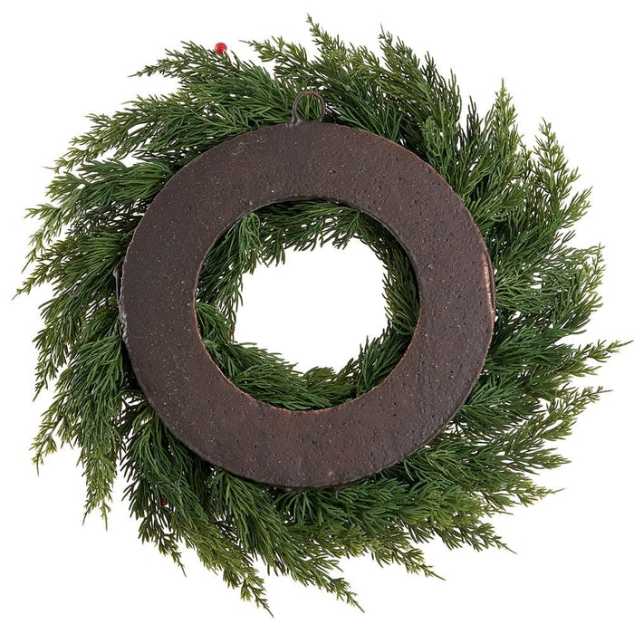 16" Juniper & Berry Artificial Wreath -Green/Red - XDW296-GR/RE