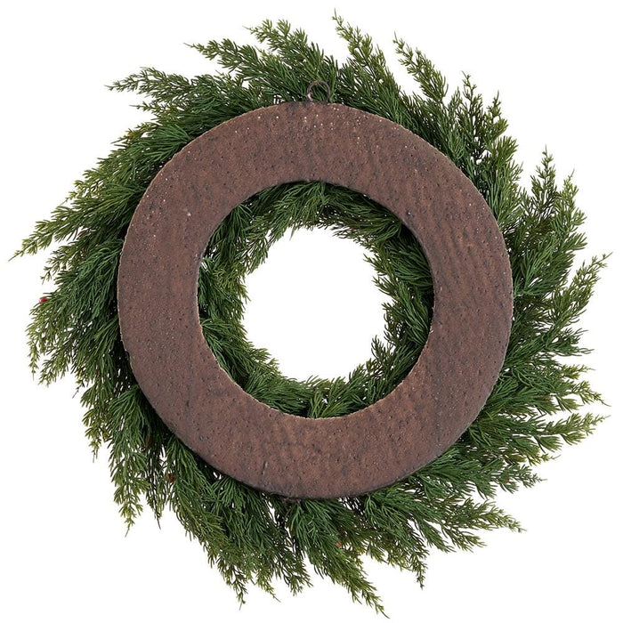 22" Juniper & Berry Artificial Wreath -Green/Red - XDW298-GR/RE
