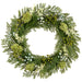 24" Berry, Sedum & Cedar Artificial Wreath -2 Tone Green - XDW301-GR/TT