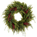 24" Sedum & Mixed Pine Artificial Wreath -Red/Green - XDW319-RE/GR