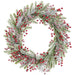 26" Flocked Artificial Berry & Pine Wreath -Red/White (Pack of 4) - XDW358-RE/WH