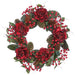 24" Peony Flower, Berry & Pinecone Artificial Wreath -Burgundy/Green - XDW364-BU/GR