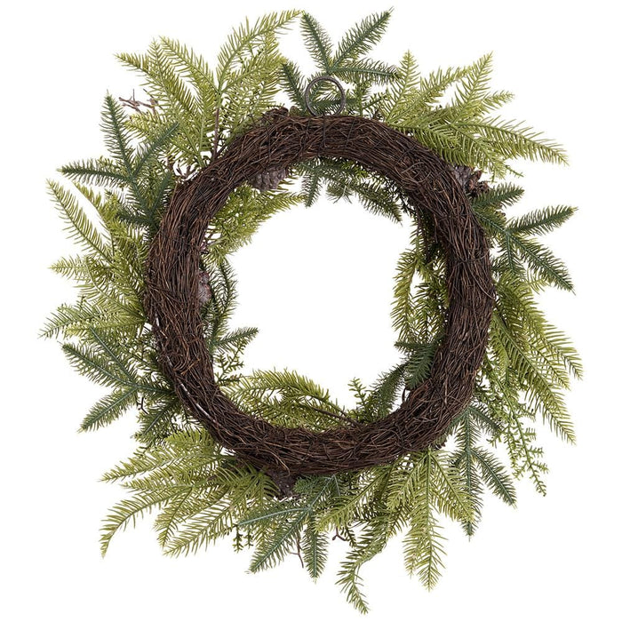 24" Plastic Pinecone & Pine Artificial Wreath -Brown/Green (Pack of 2) - XDW367-BR/GR
