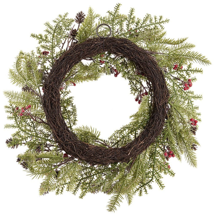 24" Mixed Plastic Pinecone & Pine Artificial Wreath -Brown/Gray (Pack of 2) - XDW369-BR/GY