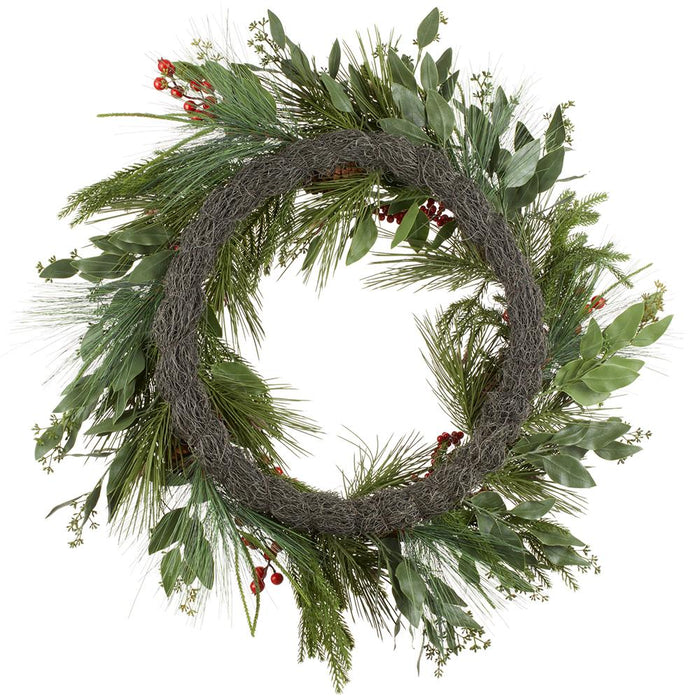 30" Artificial Berry, Pinecone & Pine Wreath -Red/Brown (Pack of 4) - XDW372-RE/BR
