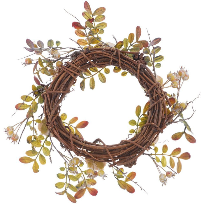 13" Mini Rose Flower & Pine Artificial Wreath -Blush (Pack of 2) - XDW373-BS