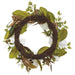 24" Magnolia Flower & Globe Thistle Artificial Wreath -White/Green - XDW378-WH/GR