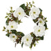24" Magnolia Flower & Globe Thistle Artificial Wreath -White/Green - XDW378-WH/GR