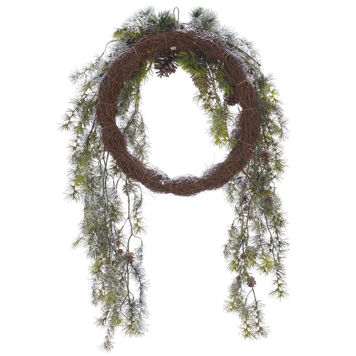 38"Hx26"W Flocked Pinecone & Pine Artificial Wreath -Green/Brown (Pack of 2) - XDW384-GR/BR