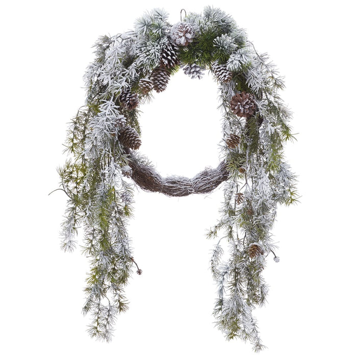 38"Hx26"W Flocked Pinecone & Pine Artificial Wreath -Green/Brown (Pack of 2) - XDW384-GR/BR