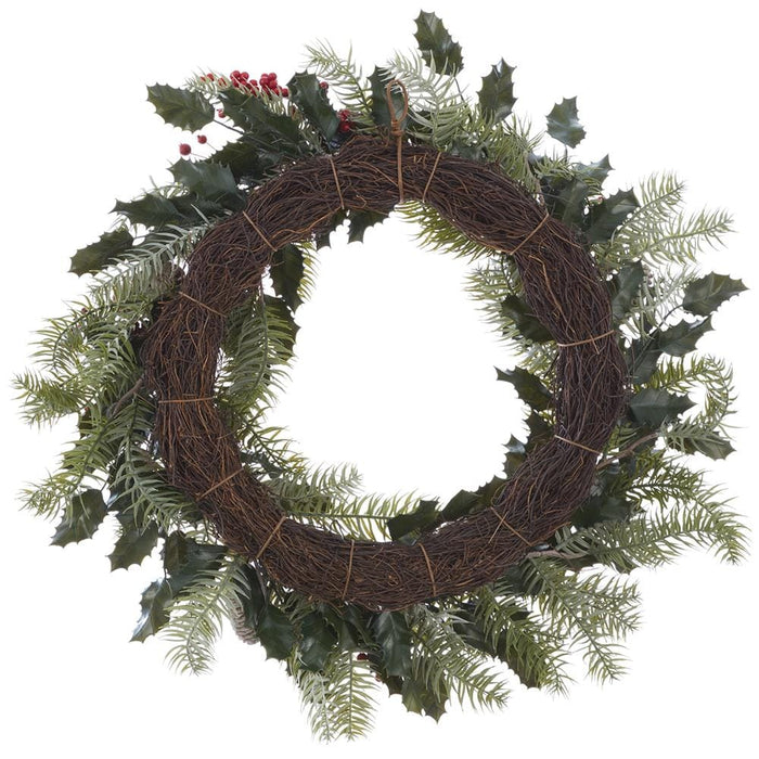 22" Berry, Pinecone & Pine Artificial Wreath -Red/Green (Pack of 2) - XDW389-RE/GR