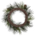 24" Flocked Artificial Long Needle Pine & Pinecone Wreath -Brown/Green (Pack of 2) - XDW403-BR/GR