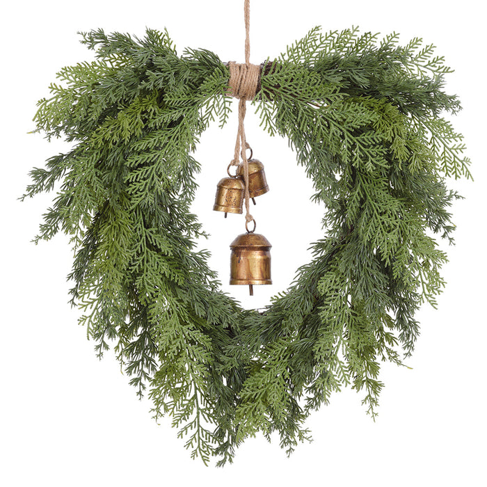 22" Artificial Mixed Cypress & Ball Wreath -Green - XDW411-GR