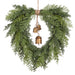 22" Artificial Mixed Cypress & Ball Wreath -Green - XDW411-GR