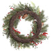 22" Artificial Holly, Berry, Pinecone & Pine Wreath -Green/Red - XDW417-GR/RE