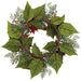 24" Iced Artificial Poinsettia Flower, Berry, Pinecone & Pine Wreath -Red (Pack of 2) - XDW493-RE