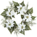 24" Iced Artificial Poinsettia Flower, Berry, Pinecone & Pine Wreath -White (Pack of 2) - XDW493-WH