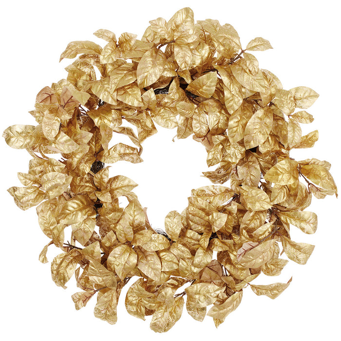 24" Metallic Artificial Magnolia Leaf Wreath -Gold (Pack of 4) - XDW505-GO
