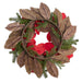 24" Velvet Magnolia Flower, Berry & Pine Artificial Hanging Wreath -Red (pack of 2) - XDW506-RE