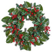 22" Artificial Holly Leaf, Berry & Pine Wreath -Red/Green (Pack of 4) - XDW507-RE/GR