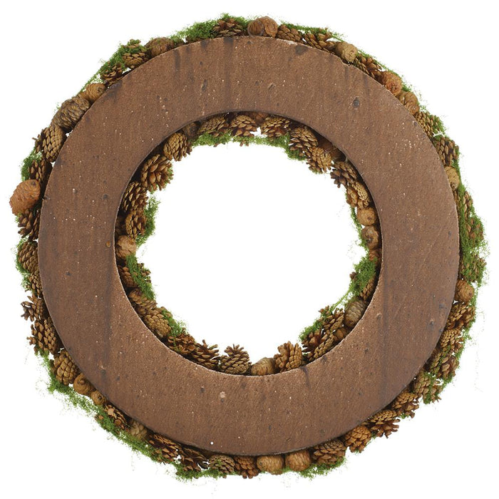 30" Artificial Pinecone & Moss Wreath -Brown/Green - XDW514-BR/GR