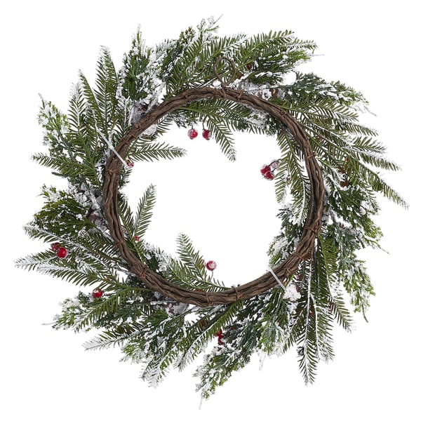 22" Snowed Berry, Pinecone & Pine Artificial Hanging Wreath -Red/Brown (pack of 2) - XDW518-RE/BR