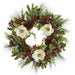 26" Artificial Magnolia Flower, Berry, Holly & Pine Wreath -White/Red (Pack of 6) - XDW519-WH/RE