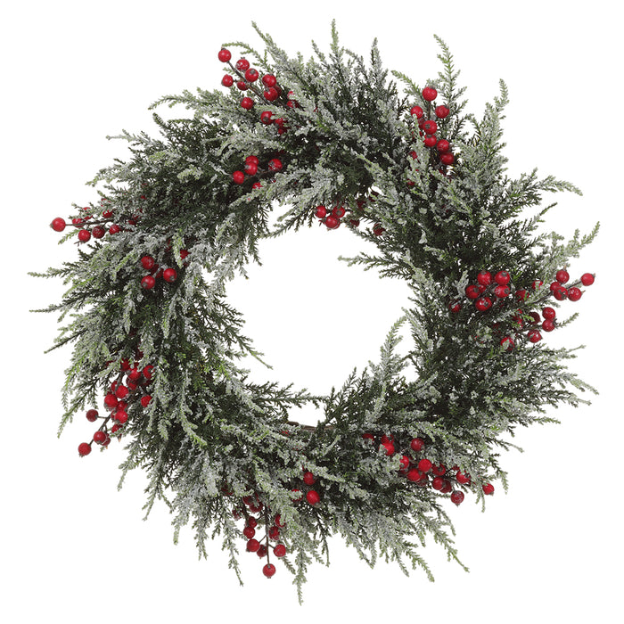 20" Iced Pine & Berry Artificial Hanging Wreath -Green/Red (pack of 2) - XDW524-GR/RE
