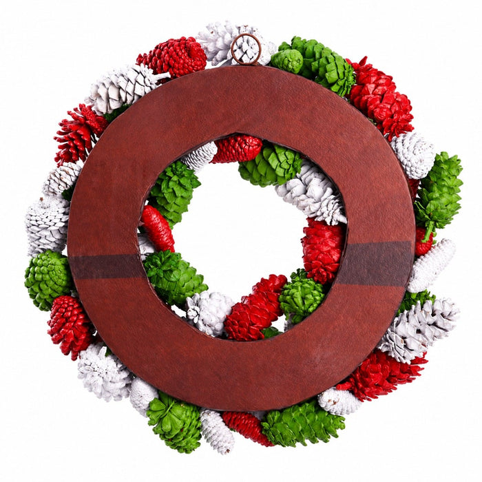 22.5" Pinecone Wreath -Red/Green (Pack of 2) - XDW528-RE/GR