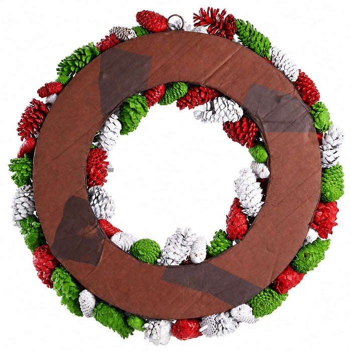30" Pinecone Artificial Wreath -Red/Green - XDW530-RE/GR