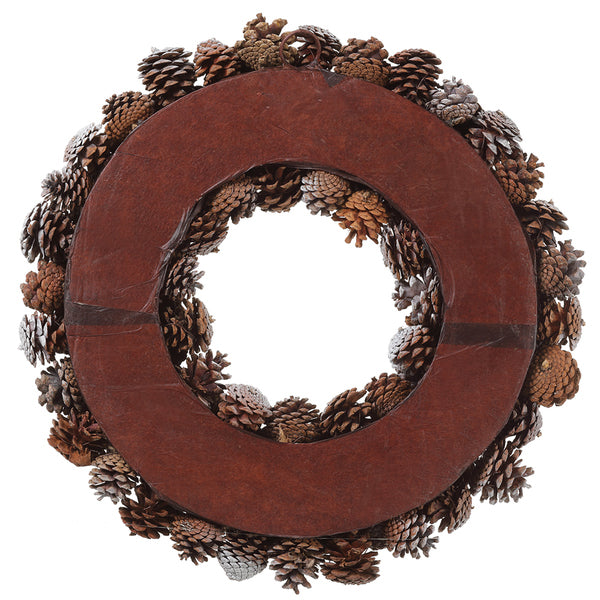 21" Pinecone Wreath -Brown/Whitewashed (Pack of 2) - XDW531-BR/WW
