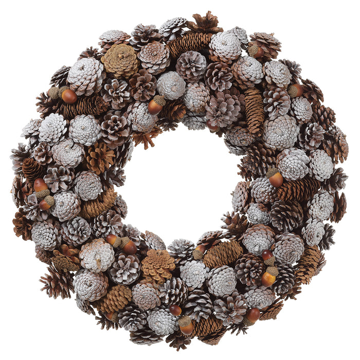 21" Pinecone Wreath -Brown/Whitewashed (Pack of 2) - XDW531-BR/WW