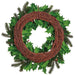 24" Artificial Holly Leaf, Ball & Pine Wreath -Mixed Green (Pack of 4) - XDW538-MX/GR