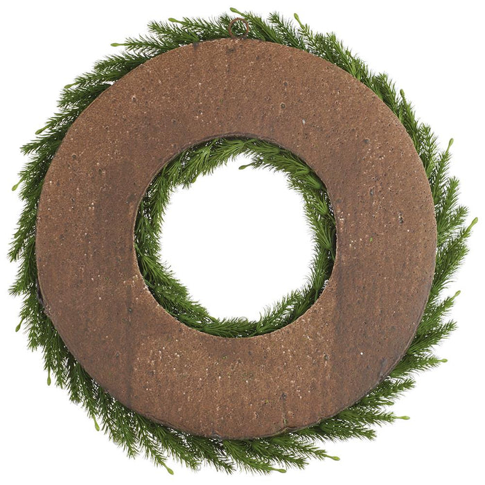 24" Artificial Pine & Pearl Wreath -Green - XDW547-GR/P