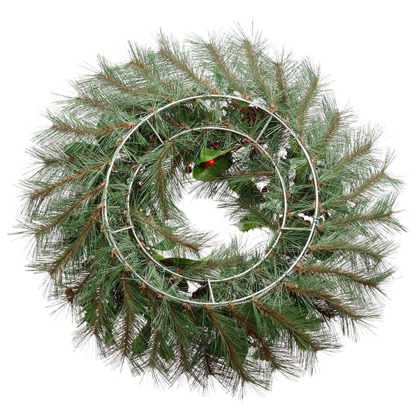 24" Artificial Holly, Berry, Pinecone & Pine Wreath -Red/Brown (Pack of 2) - XDW550-RE/BR