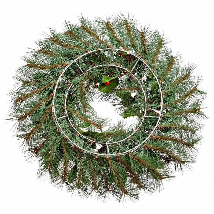 24" Artificial Holly, Berry, Pinecone & Pine Wreath -Red/Brown (Pack of 2) - XDW550-RE/BR