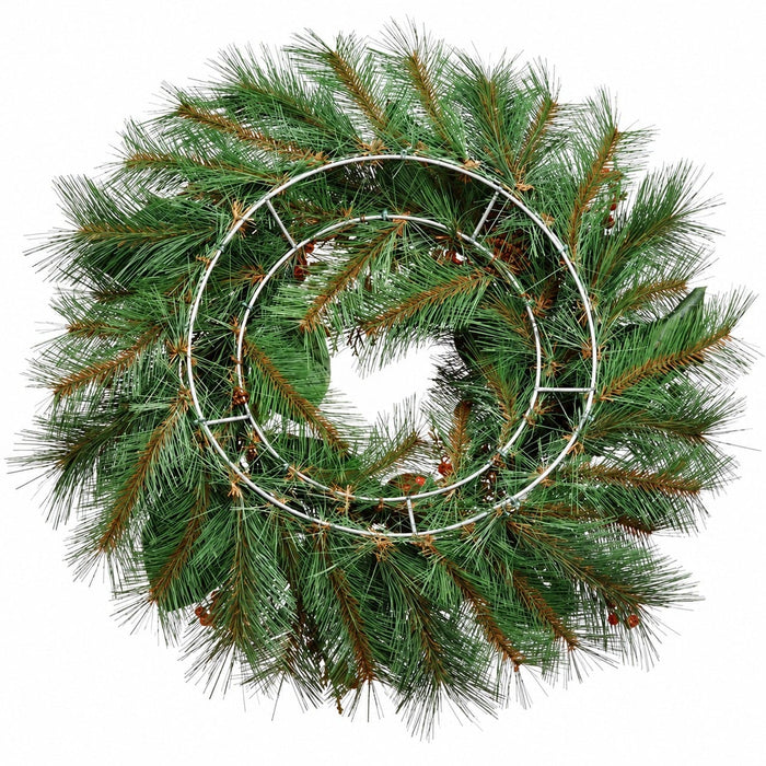 24" Artificial Ornament Ball, Berry, Holly & Pine Wreath -Red/Green (Pack of 2) - XDW557-RE/GR