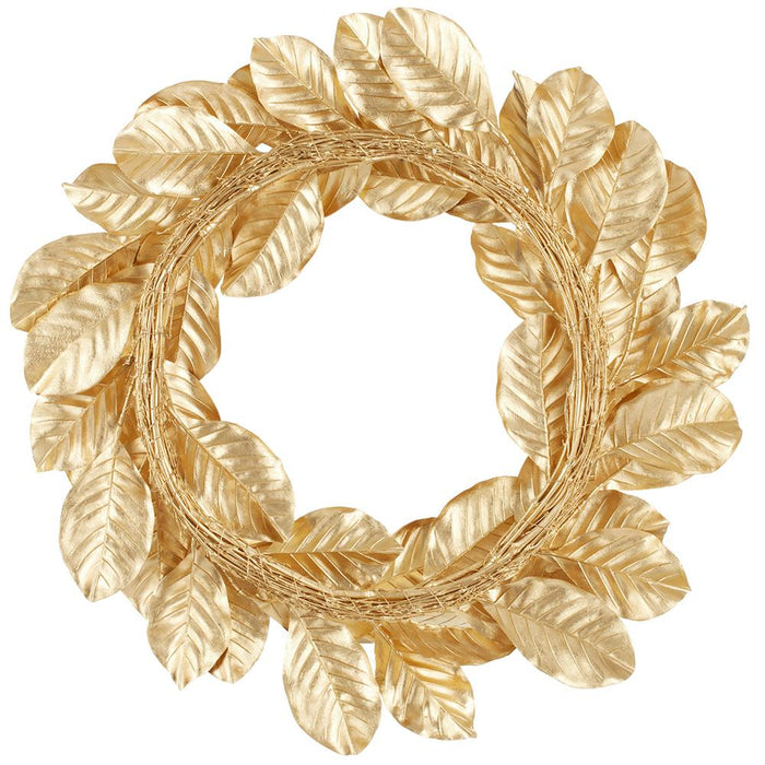 24" Artificial Metallic Magnolia Leaf Wreath -Gold (Pack of 2) - XDW574-GO