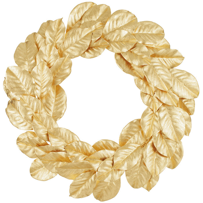 24" Artificial Metallic Magnolia Leaf Wreath -Gold (Pack of 2) - XDW574-GO