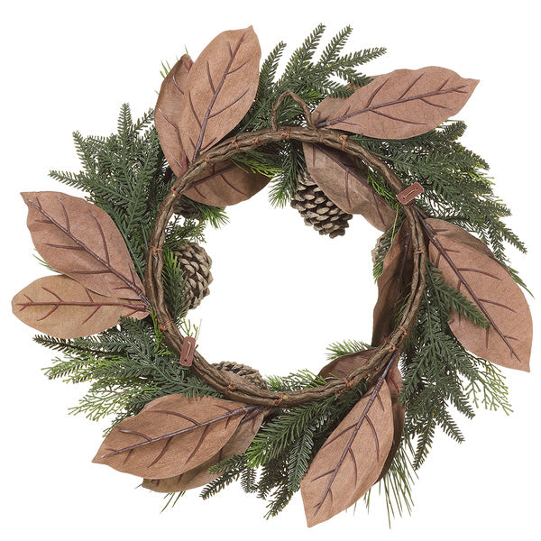 26" Artificial Pinecone & Mixed Pine Wreath -Green/Brown (Pack of 2) - XDW601-GR/BR