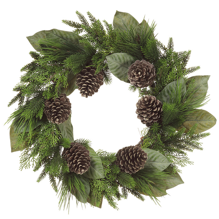 26" Artificial Pinecone & Mixed Pine Wreath -Green/Brown (Pack of 2) - XDW601-GR/BR