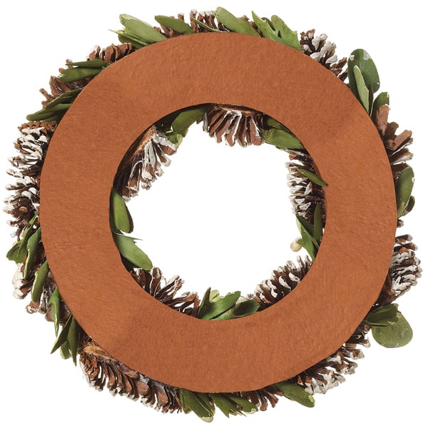 16.9" Flocked Artificial Pinecone, Berry & Willow Wreath -Brown/Green (Pack of 2) - XDW610-BR/GR