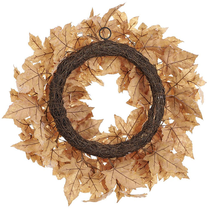 24" Artificial Beaded & Flocked Maple Leaf Wreath -White (Pack of 2) - XDW635-TN/WH